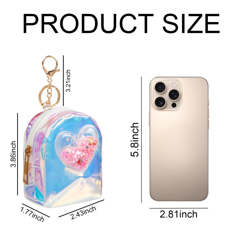 AIBFRID 4Pcs Mini Backpack Keychain Cute Cosmetic Bag for Women PU Leather Makeup Bag Key Pocket Lipstick Bag Card Holder Data Cable Organizer Zipper Pouch (Multicolor B) - Image 2